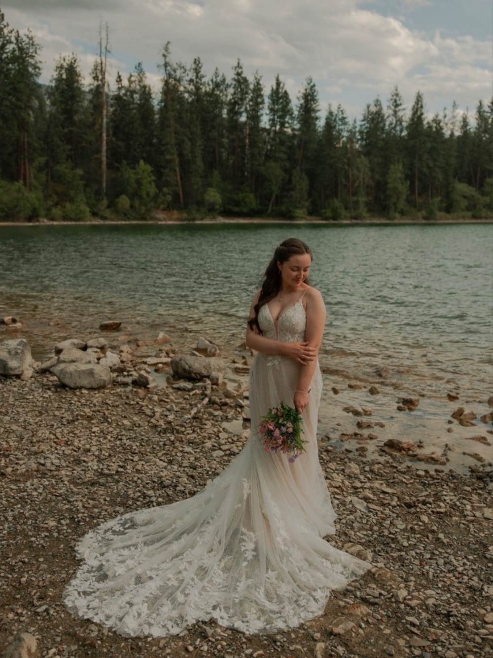 Azazie White wedding dress A-line with sparkles